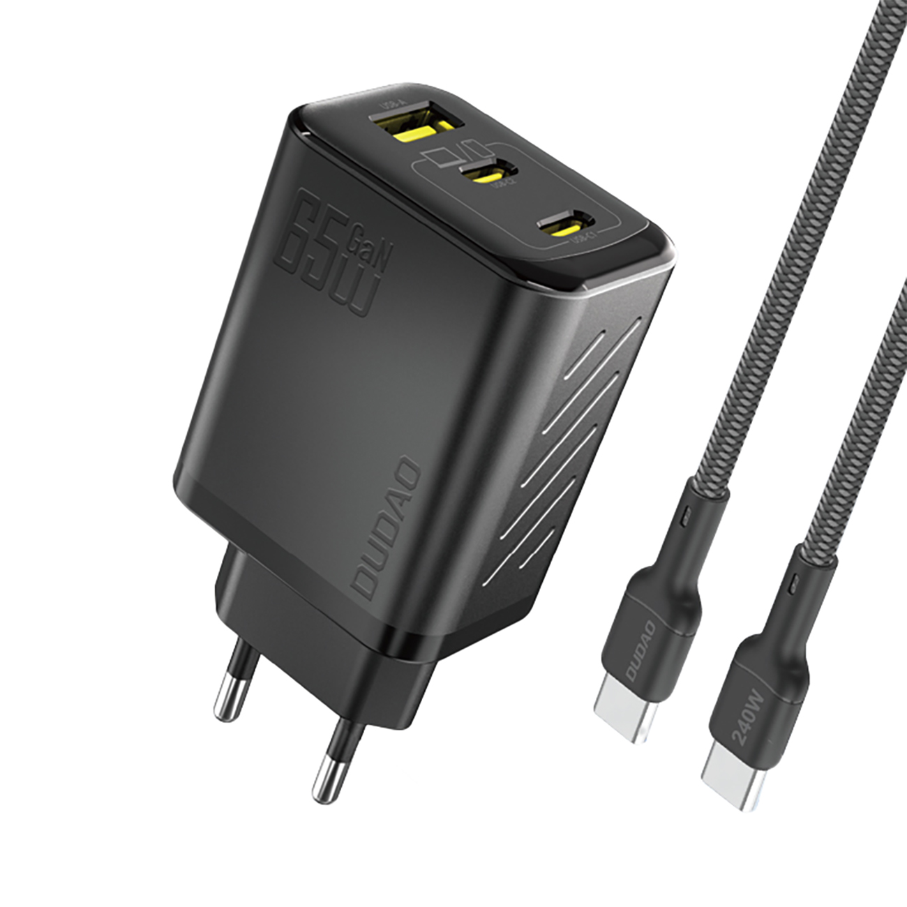 Dudao A29C 65W GaN Wall Laadija + USB-C Kaabel - must