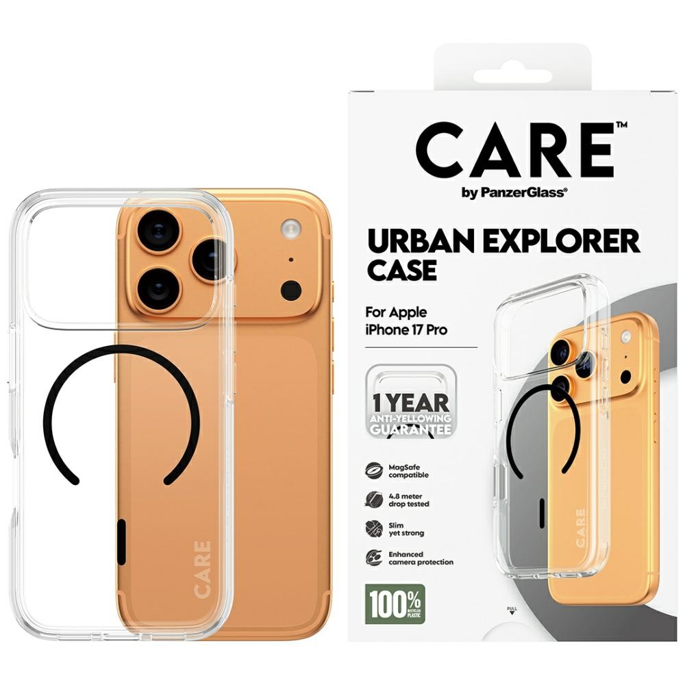 CARE by PanzerGlass Flagship Urban Explorer Ümbris w. must MagSafe jaoks iPhone 17 Pro - läbipaistev