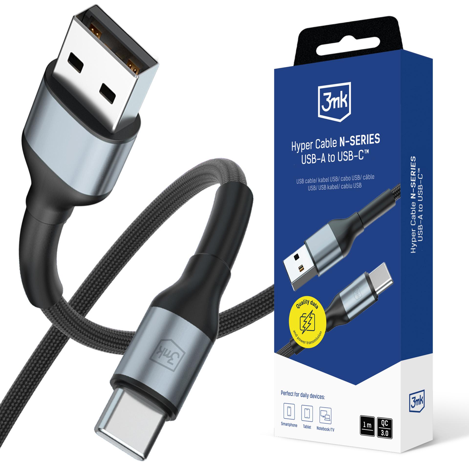 3mk Hyper Kaabel 3mk Hyper Kaabel N-SERIES USB-A / USB-C 1m 9V/2A 18W QC 3.0 / must