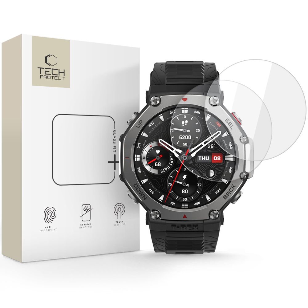 Tech-Protect Glass Fit+ 2-pack Karastatud klaas Amazfit T-Rex 3 Pro 48mm - läbipaistev