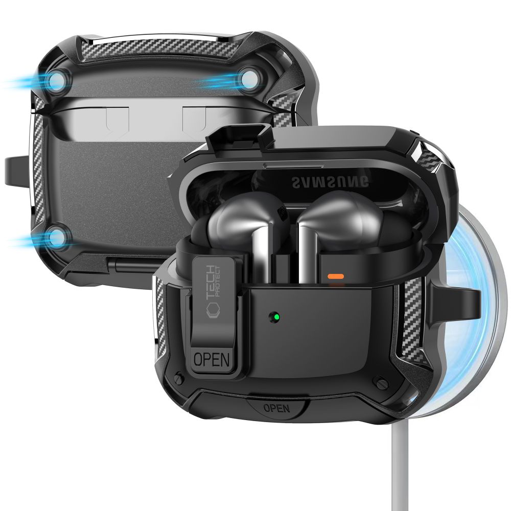 Tech-Protect Silicone Hook Ümbris jaoks Samsung Galaxy Buds 3 / 3 FE / 3 Pro - must