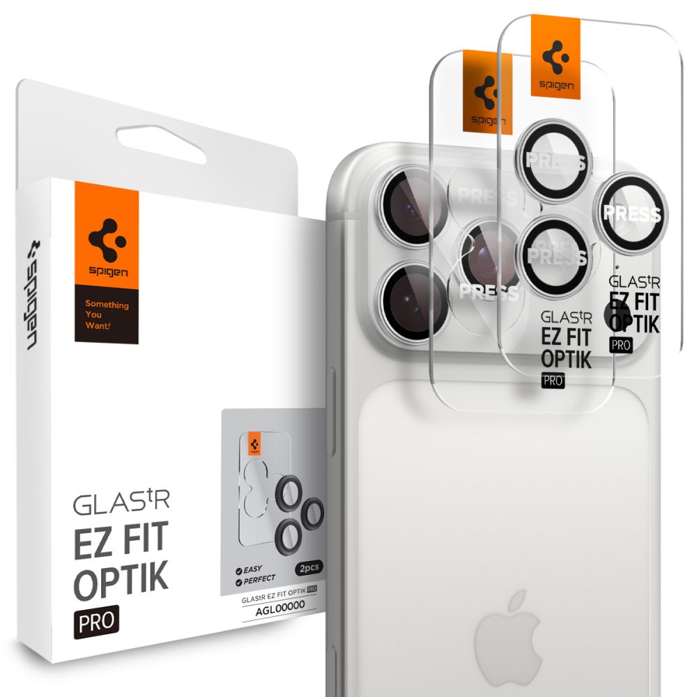 Spigen Optik Pro GLAS.TR ”EZ FIT” Camera Cover 2-pack jaoks iPhone 16 Pro / Max / 17 Pro / Max - Silver