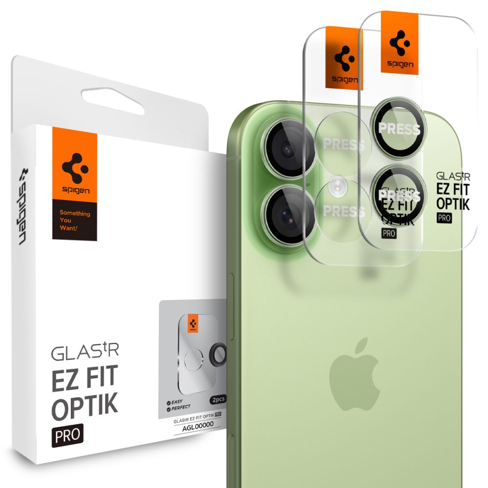 Spigen Optik Pro GLAS.TR ”EZ FIT” Camera Cover 2-pack jaoks iPhone 16 / 16 Plus / 17 - roheline