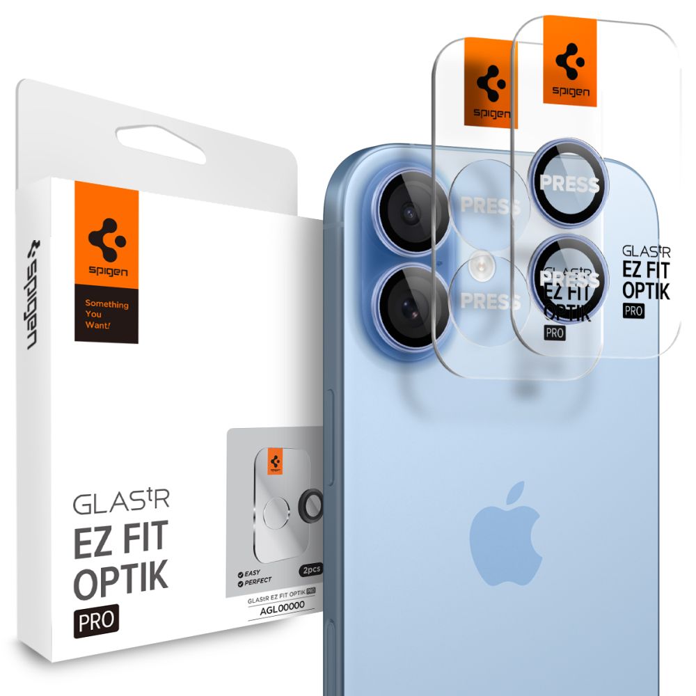 Spigen Optik Pro GLAS.TR ”EZ FIT” Camera Cover 2-pack jaoks iPhone 16 / 16 Plus / 17 - sinine
