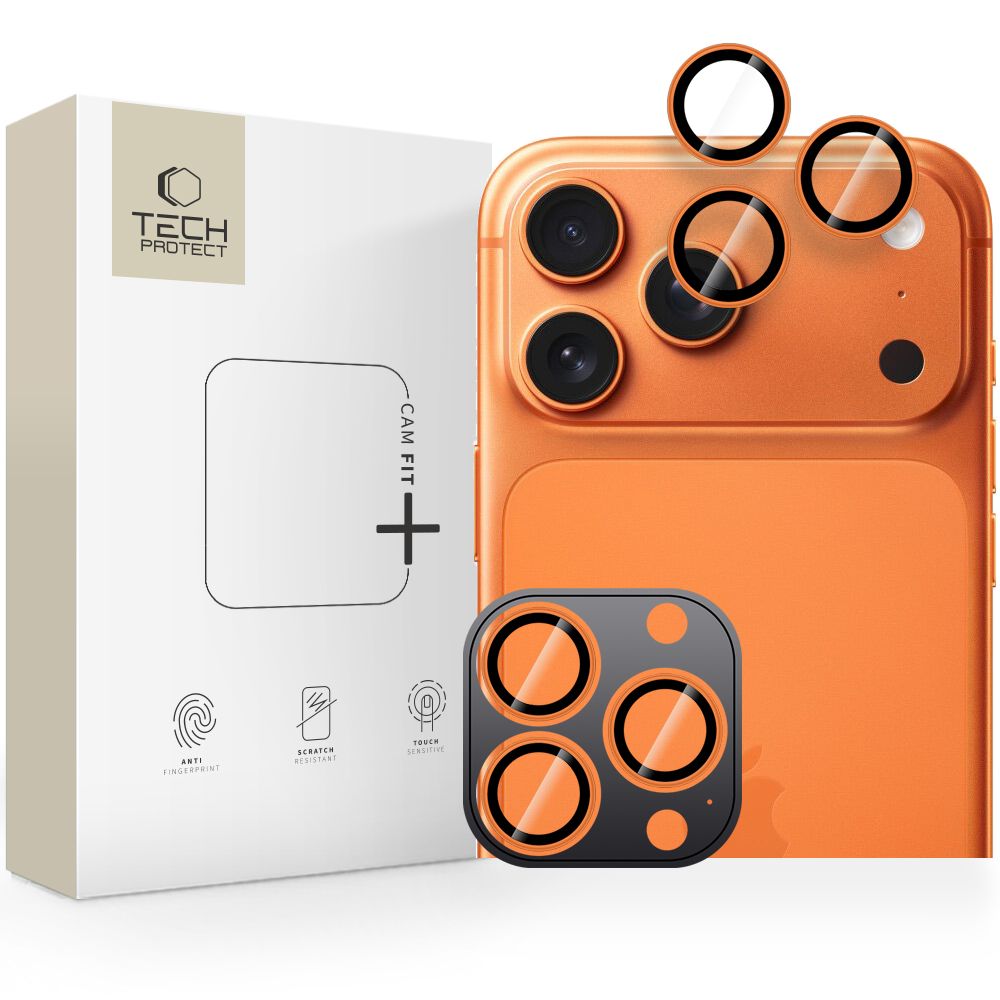 Tech-Protect Camring Fit+ Camera Cover jaoks iPhone 14 Pro / Max / 15 Pro / Max / 16 Pro / Max / 17 Pro / Max - oranž