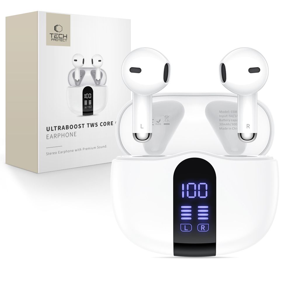 Tech-Protect UltraBoost TWS Core G2 Kõrvaklapid - Valge