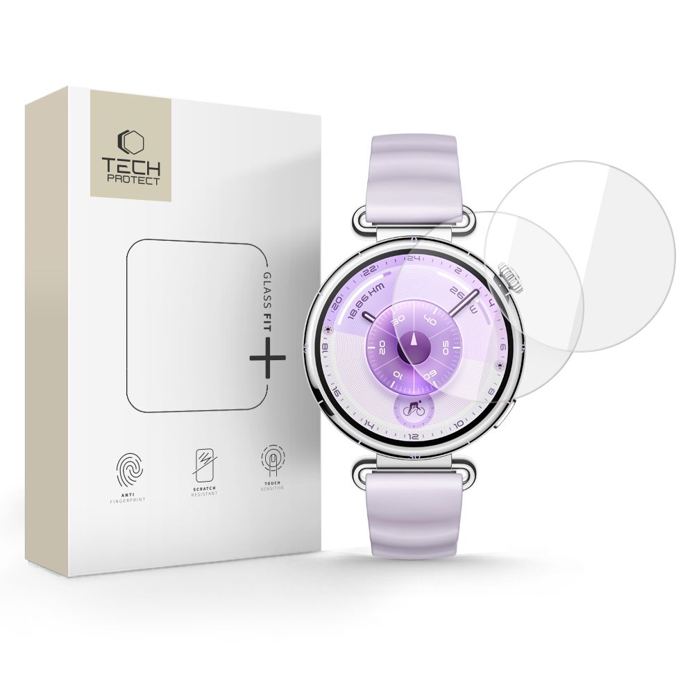 Tech-Protect Glass Fit+ 2-pack karastatud klaas jaoks Huawei Watch GT 6 41mm - läbipaistev
