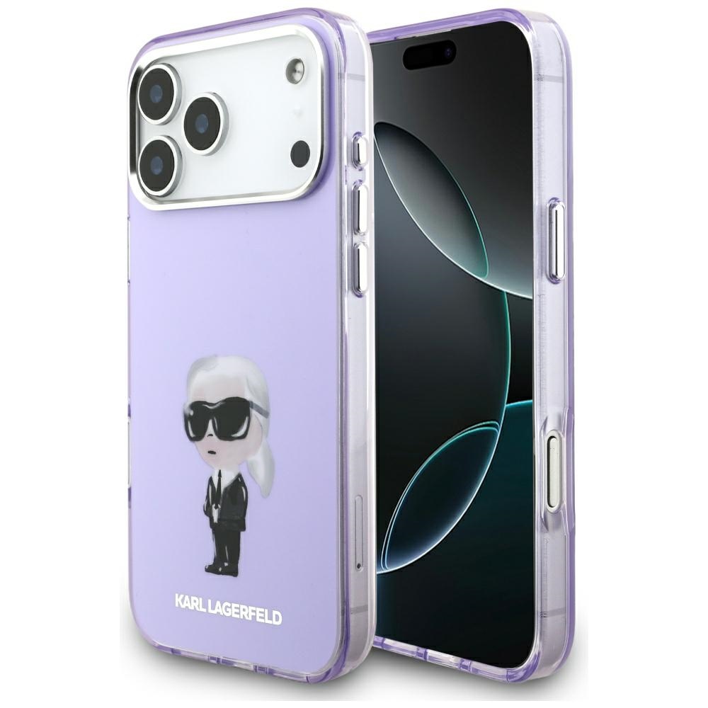 Karl Lagerfeld IML Aquarelle Karl & Choupette & Logo MagSafe Ümbris jaoks iPhone 17 Pro Max - Purple