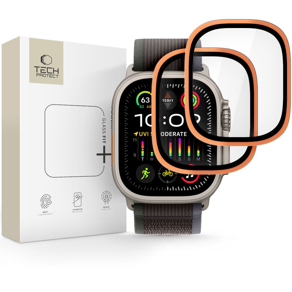 Tech-Protect 2-pack karastatud klaas jaoks Apple Watch Ultra 49mm - oranž