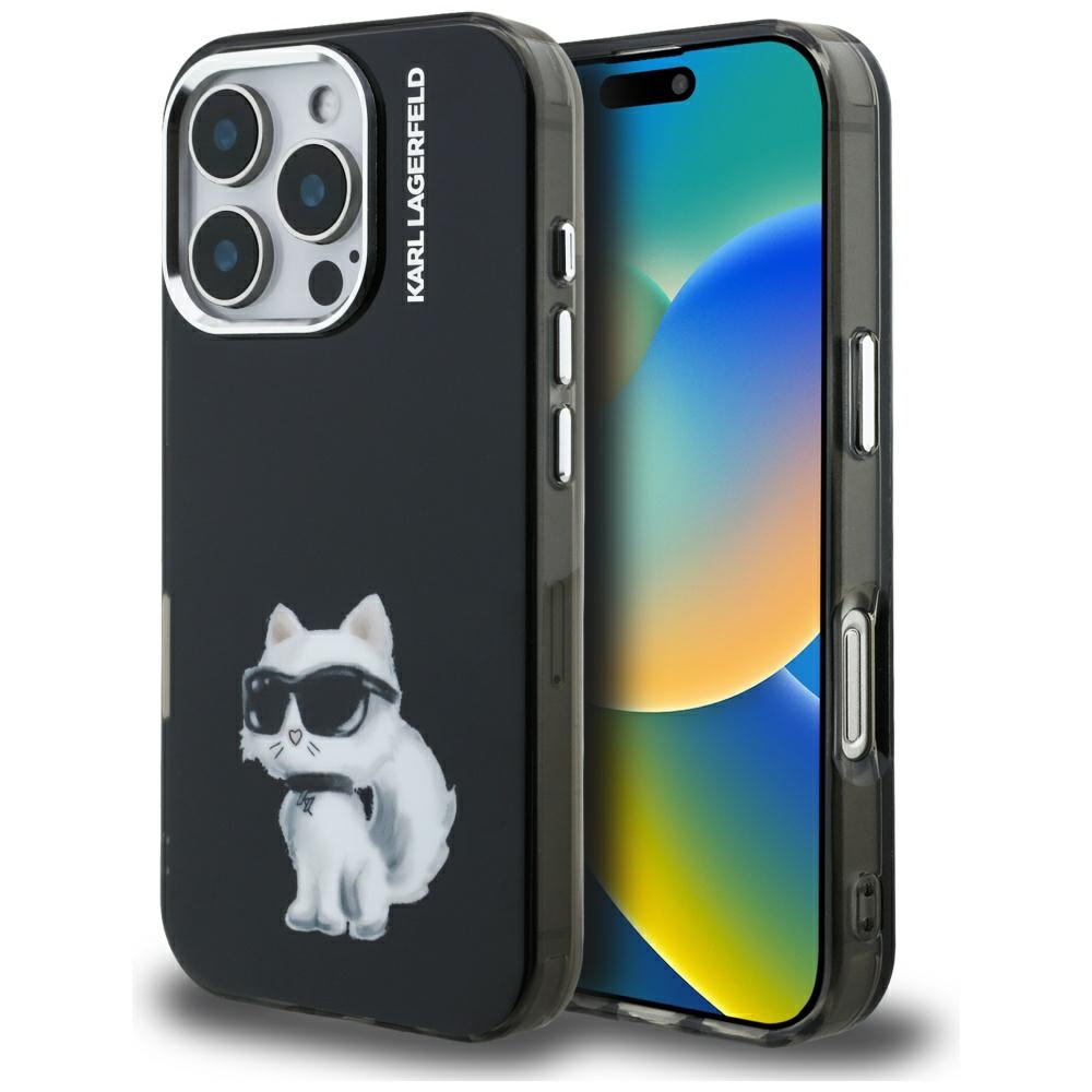 Karl Lagerfeld IML Aquarelle Choupette & Logo Ümbris jaoks iPhone 16 Pro Max - must