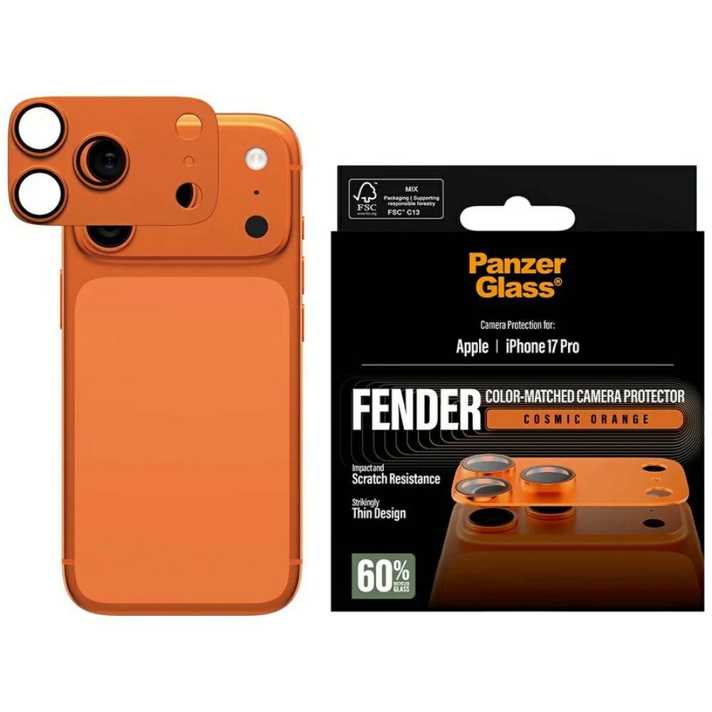 PanzerGlass Fender Camera Protector Karastatud klaas Lens jaoks iPhone 17 Pro - oranž