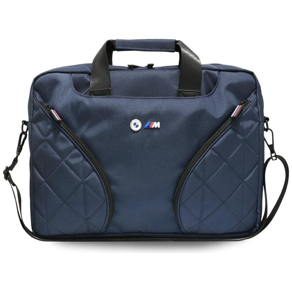 BMW Nylom Pockets & Metal Logo 16" Laptop Bag - Navy sinine
