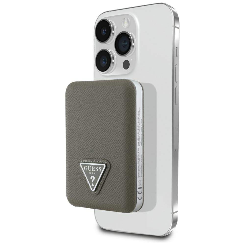 Guess Grained Triangle akupank MagSafe'iga 5000mAh 15W USB-C – pruun