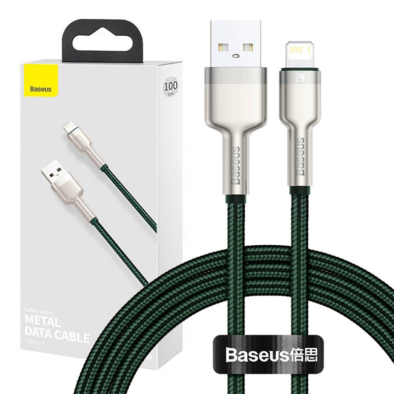 USB kaabel jaoks Lightning Baseus Cafule, 2.4A, 1m (roheline)