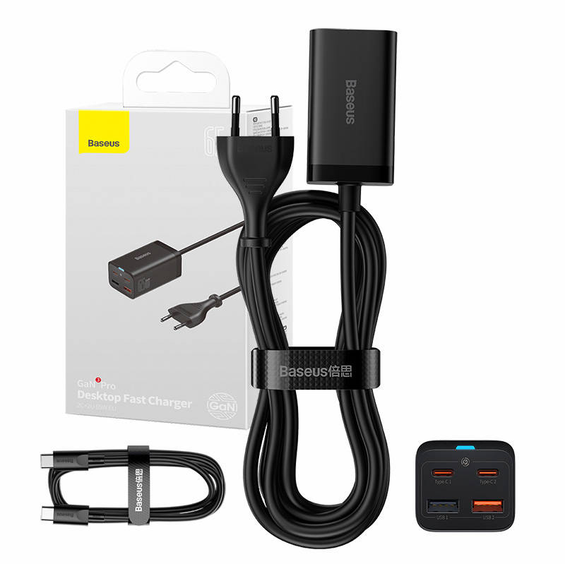 Quick Laadija Baseus GaN3 Pro, 2x USB-C, 2x USB, 65W (must)
