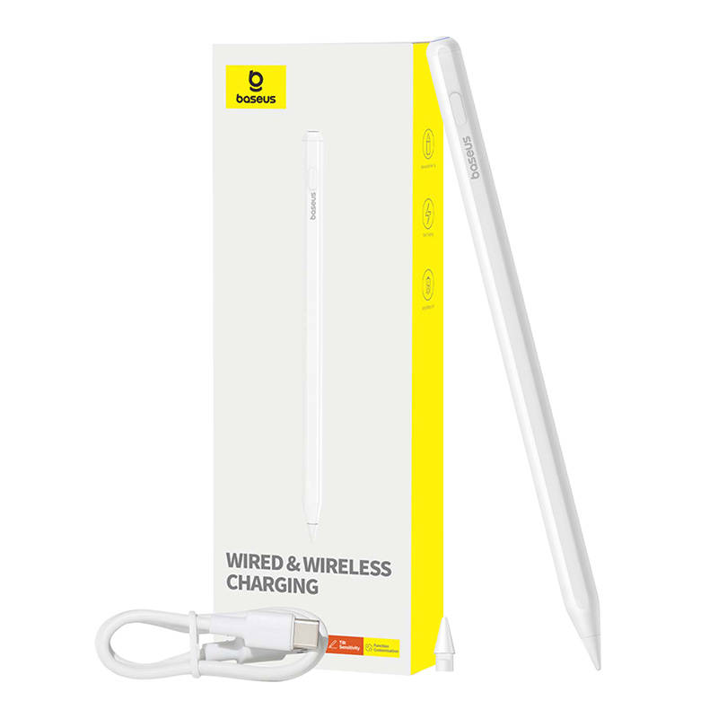 Active stylus Baseus Smooth Writing Series with wireless and cabled charging (valge)