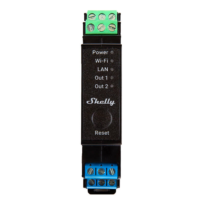 Shelly Pro 2PM DIN Rail 2-channel Relay, WiFi/LAN (Power measurement)