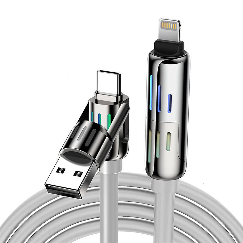 Blitzwolf BW-HDC6 4-in-1 USB-C/USB-A to USB-C/Lightning kaabel 1.2m 240W RGB (hall)