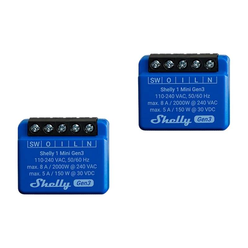 Shelly 1 Mini Gen3 Komplekt of 2 Controllers, WiFi/Bluetooth