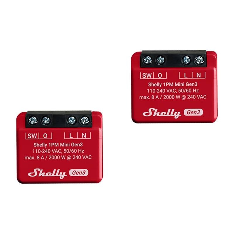 Shelly 1PM Mini Gen3 Komplekt of 2 Controllers, WiFi/Bluetooth