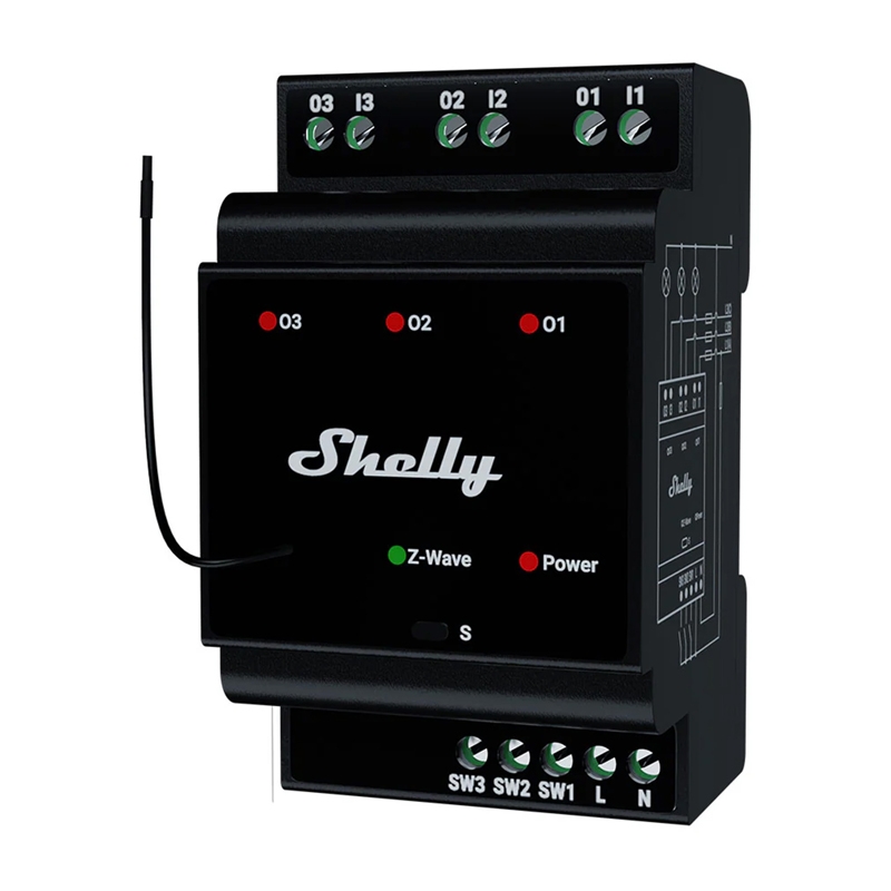 Shelly Qubino Wave Pro 3 Z-Wave 3 channel DIN rail relay