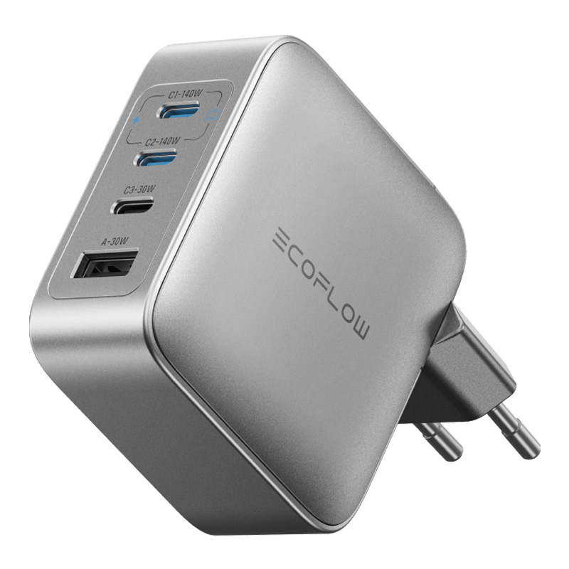 EcoFlow RAPID Pro 140W mains laadija, 3xUSB-C, 1xUSB-A, GaN