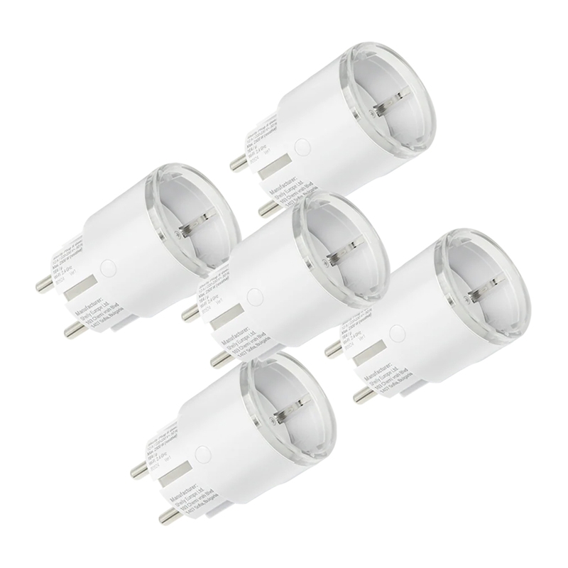 Komplekt of 5 Shelly Plug S MTR Gen3 12A nutikas outlets (valge)