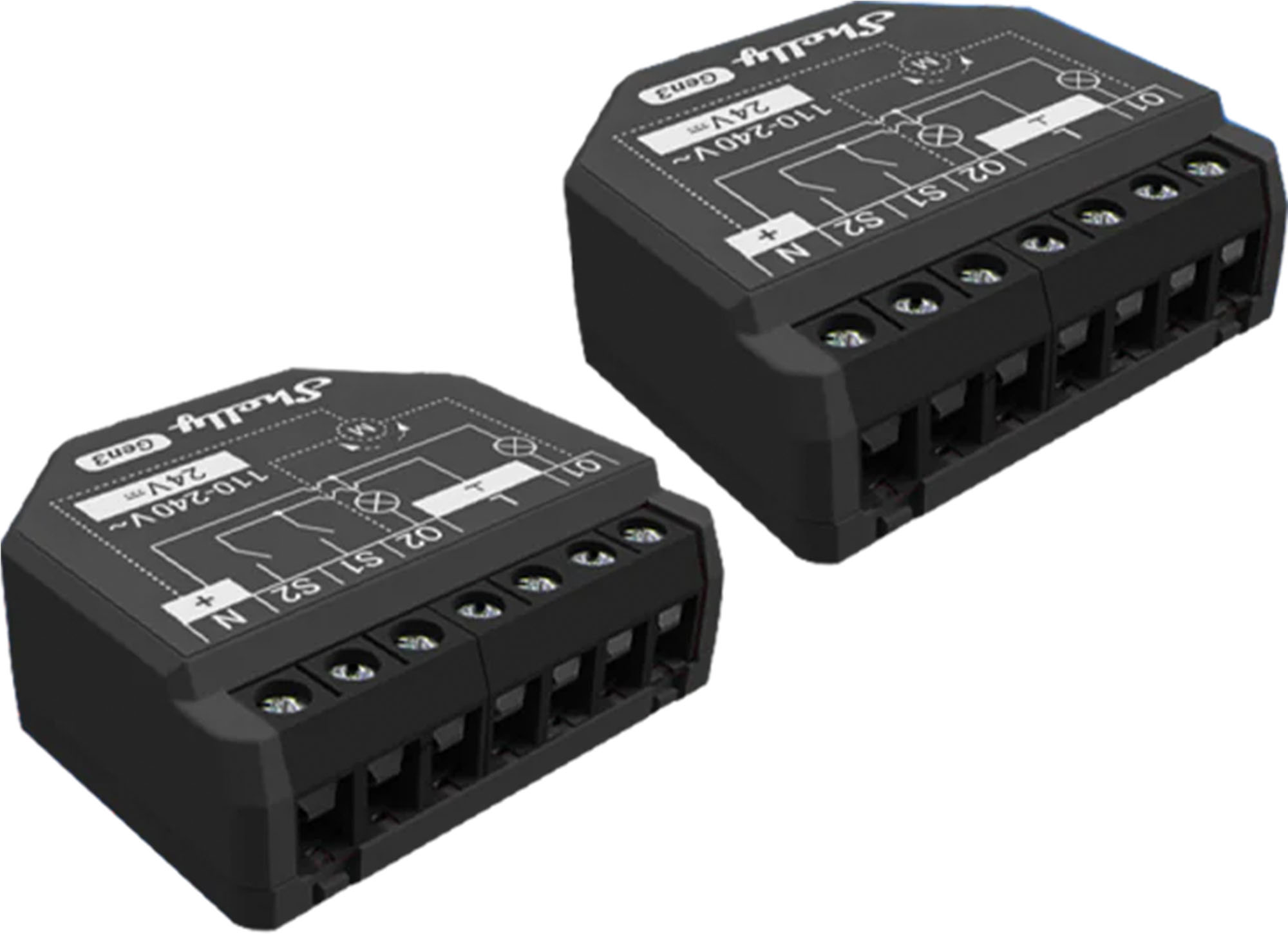 Komplekt of 2 Shelly 2PM Gen3 WiFi/Bluetooth Controllers