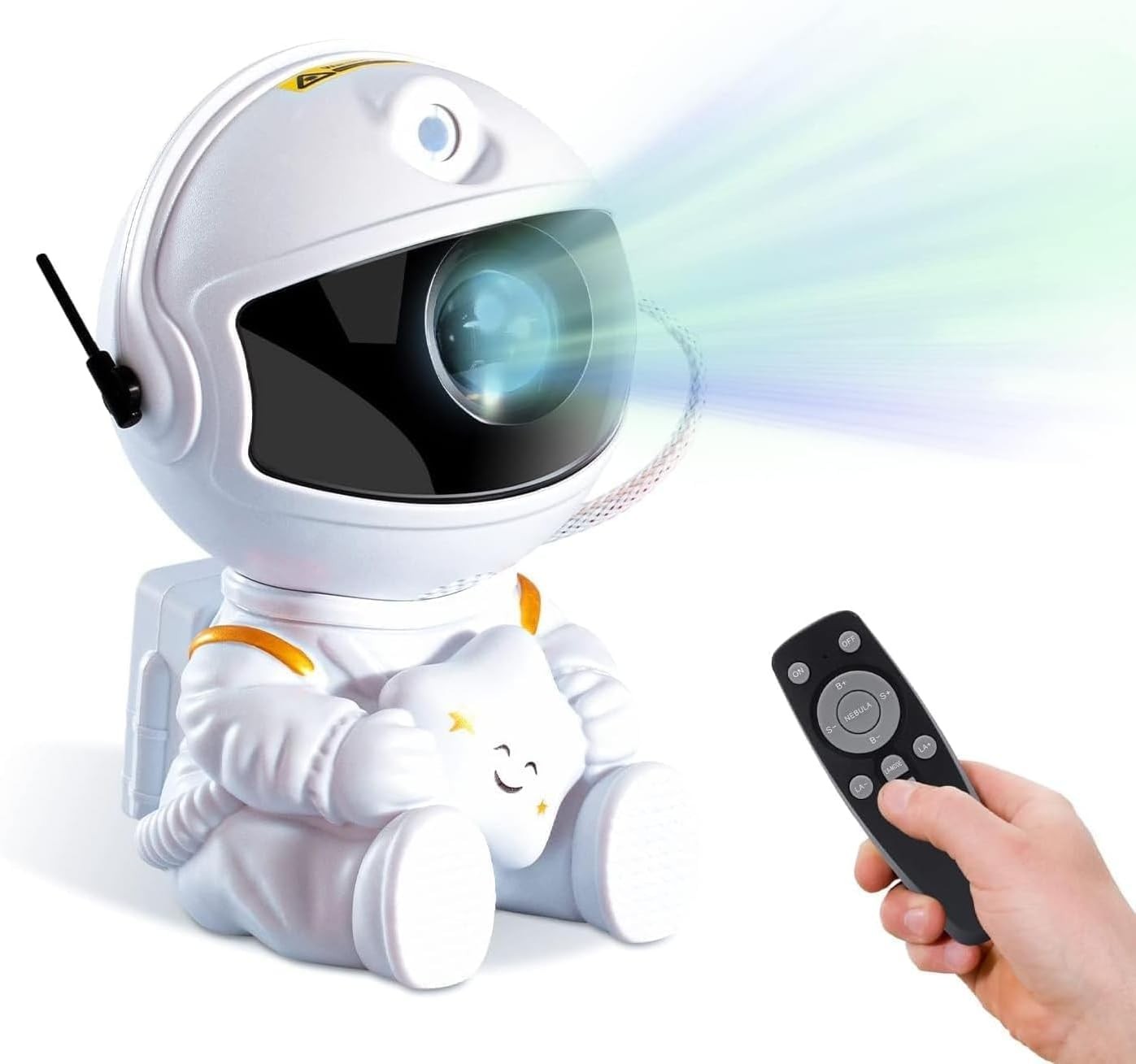 LED 3D galaxy and star projector Reach Mini Astronaut, valge