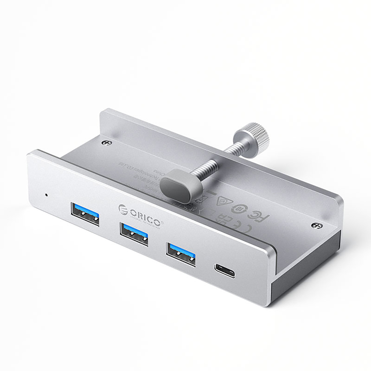 Orico MH4PC jaotur klamberkinnitusega USB-C / 3x USB-A 3.0 + 1x USB-C 3.0 - hõbedane