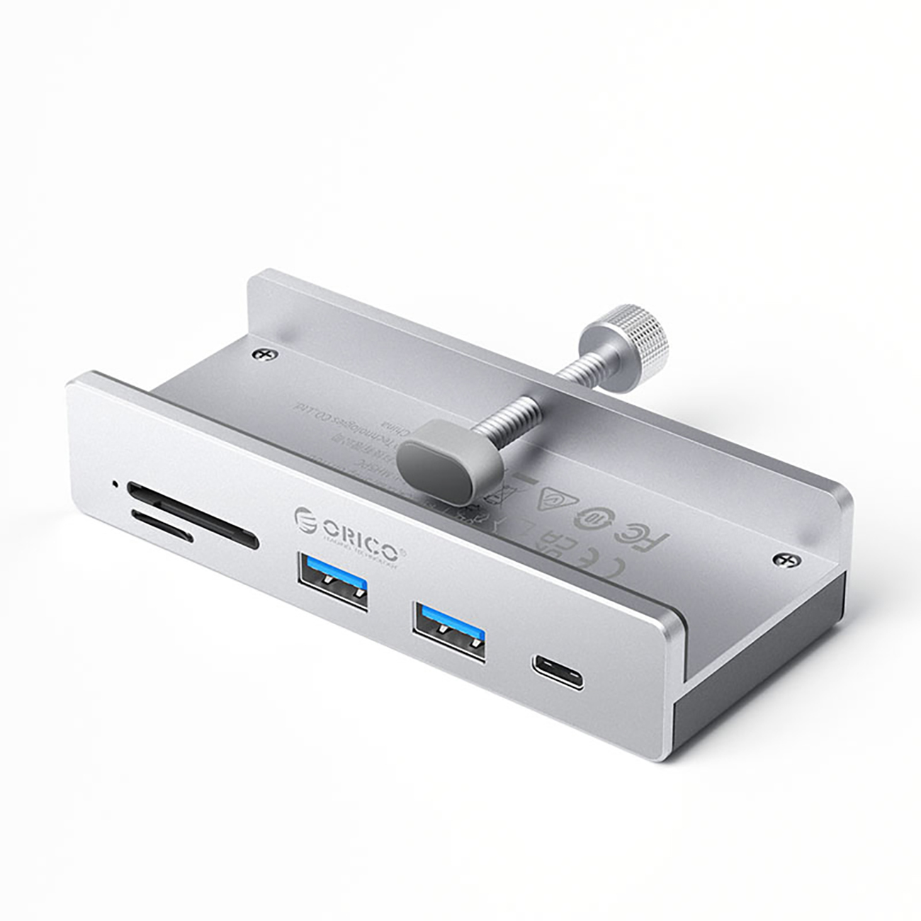 Orico MH5PC jaotur klamberkinnitusega USB-C / 2x USB-A 3.2 + 1x USB-C 3.2 + 1x SD&TF - hõbedane