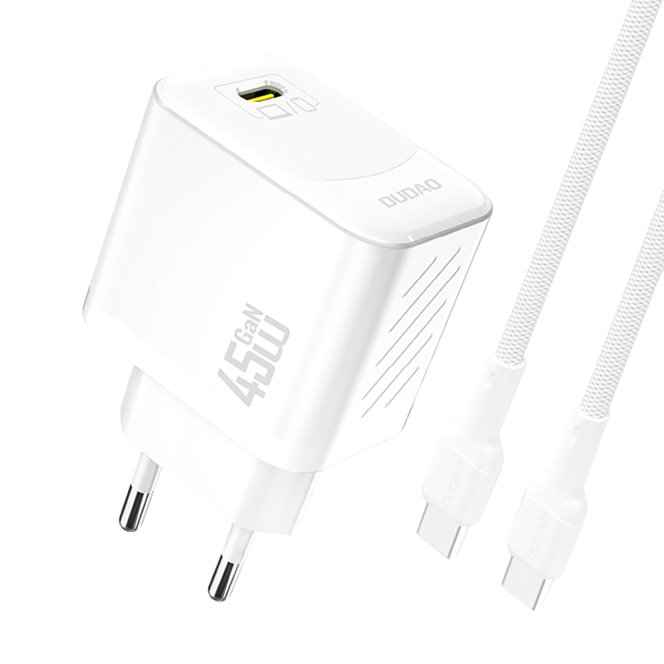 Dudao A28C 45W GaN Wall Laadija + USB-C Kaabel - valge
