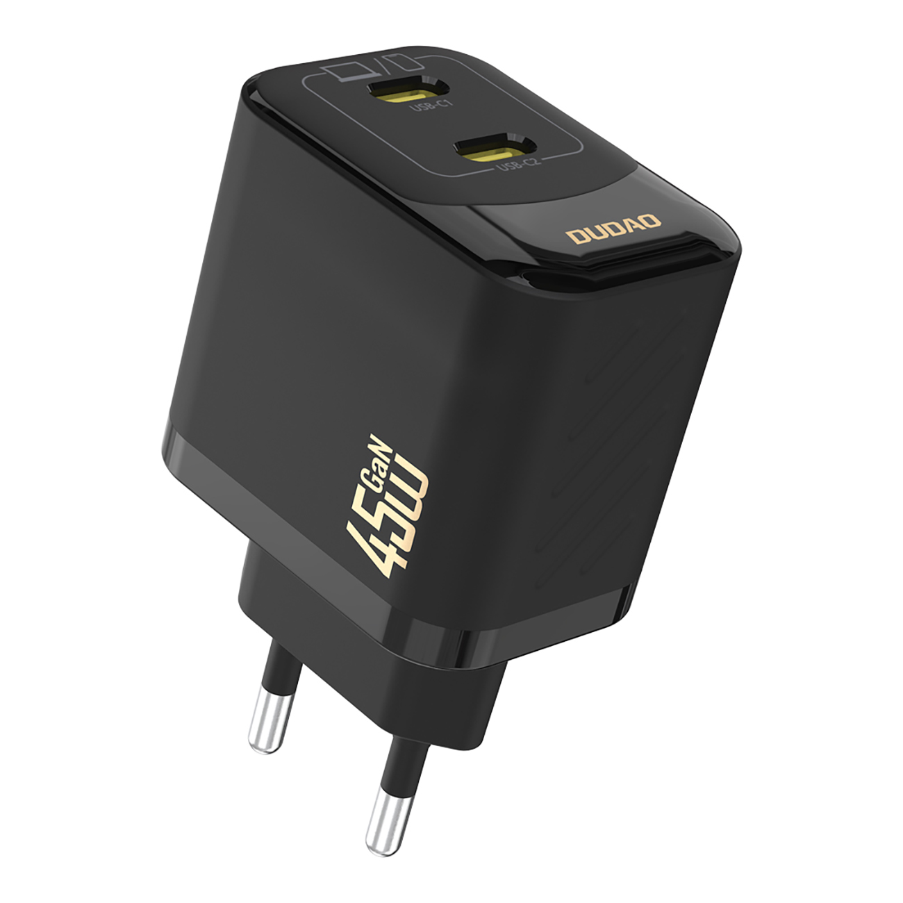 Dudao A28PEU PD 45W GaN 2xUSB seinalaadija - must