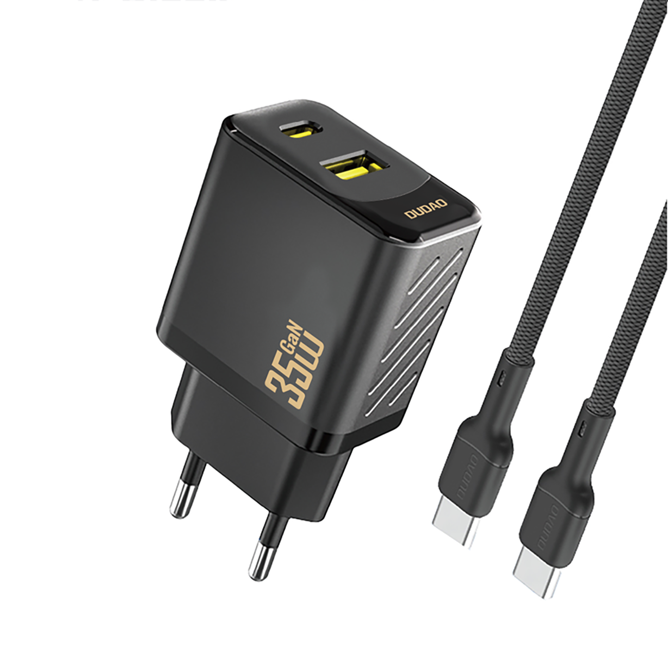 Dudao A27MaxCEU PD QC 35W USB-A USB-C seinalaadija USB-C kaabliga - must