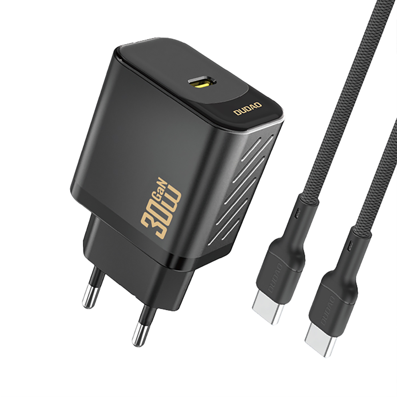 Dudao A27PCEU PD 30W GaN USB-C seinalaadija USB-C kaabliga - must