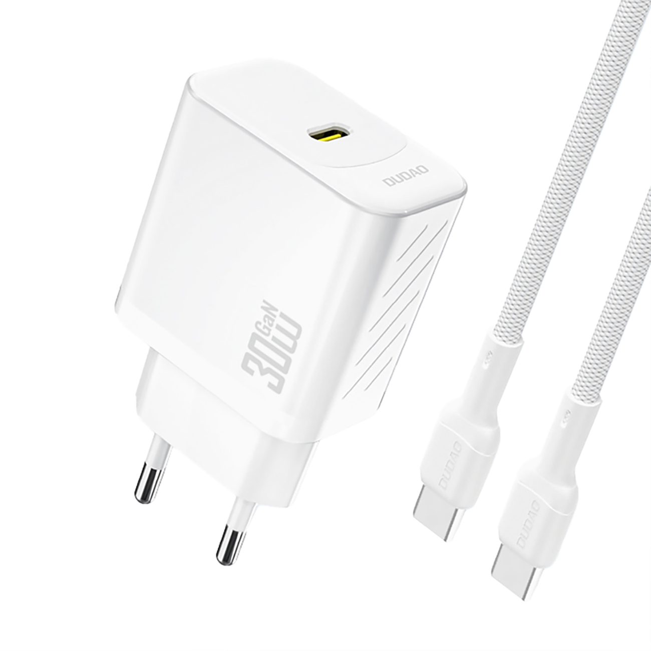 Dudao A27PCEU PD 30W GaN USB-C seinalaadija USB-C kaabliga - valge