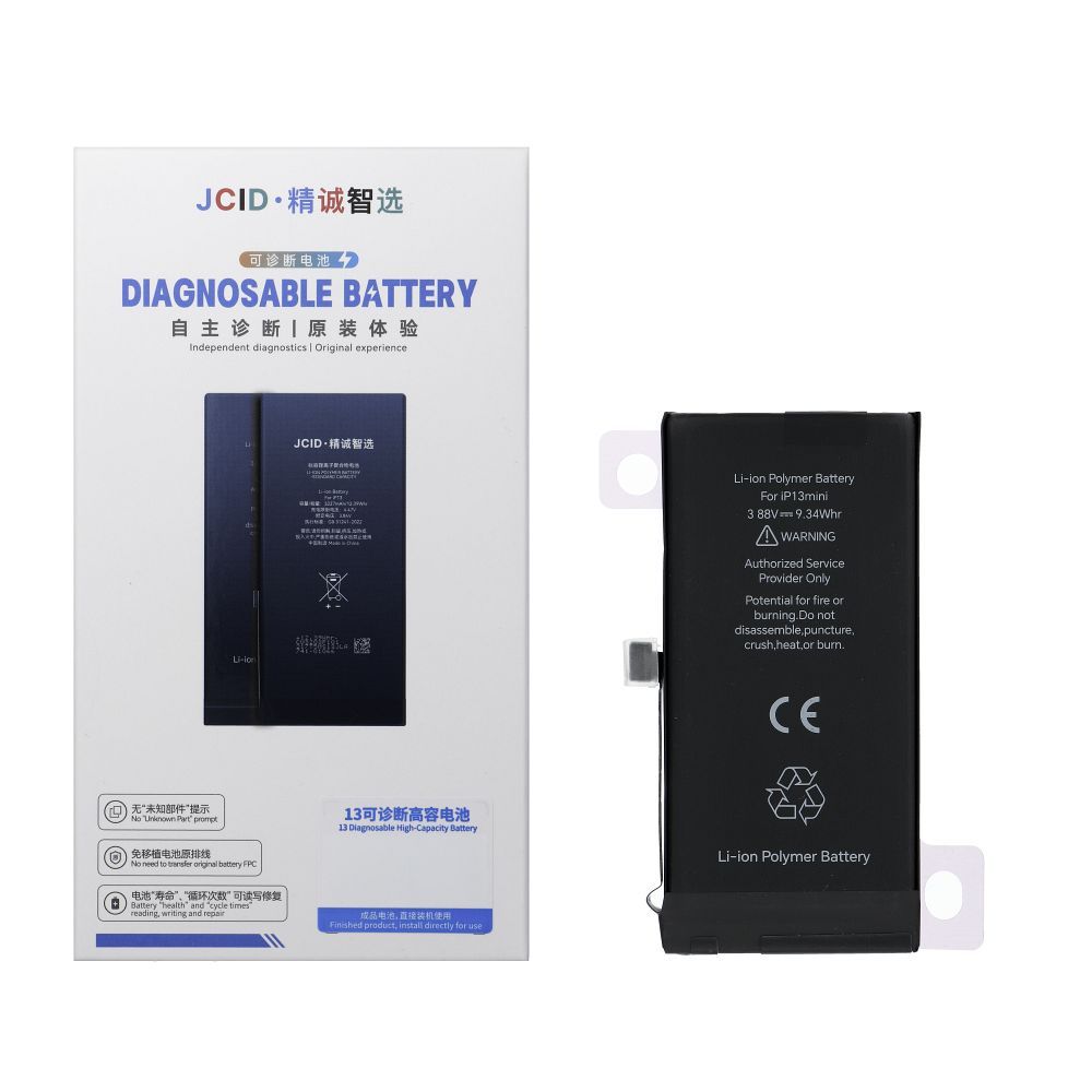 JCID Diagnosable Battery jaoks iPhone 13 Mini 2406 mAh (alusard capacity)