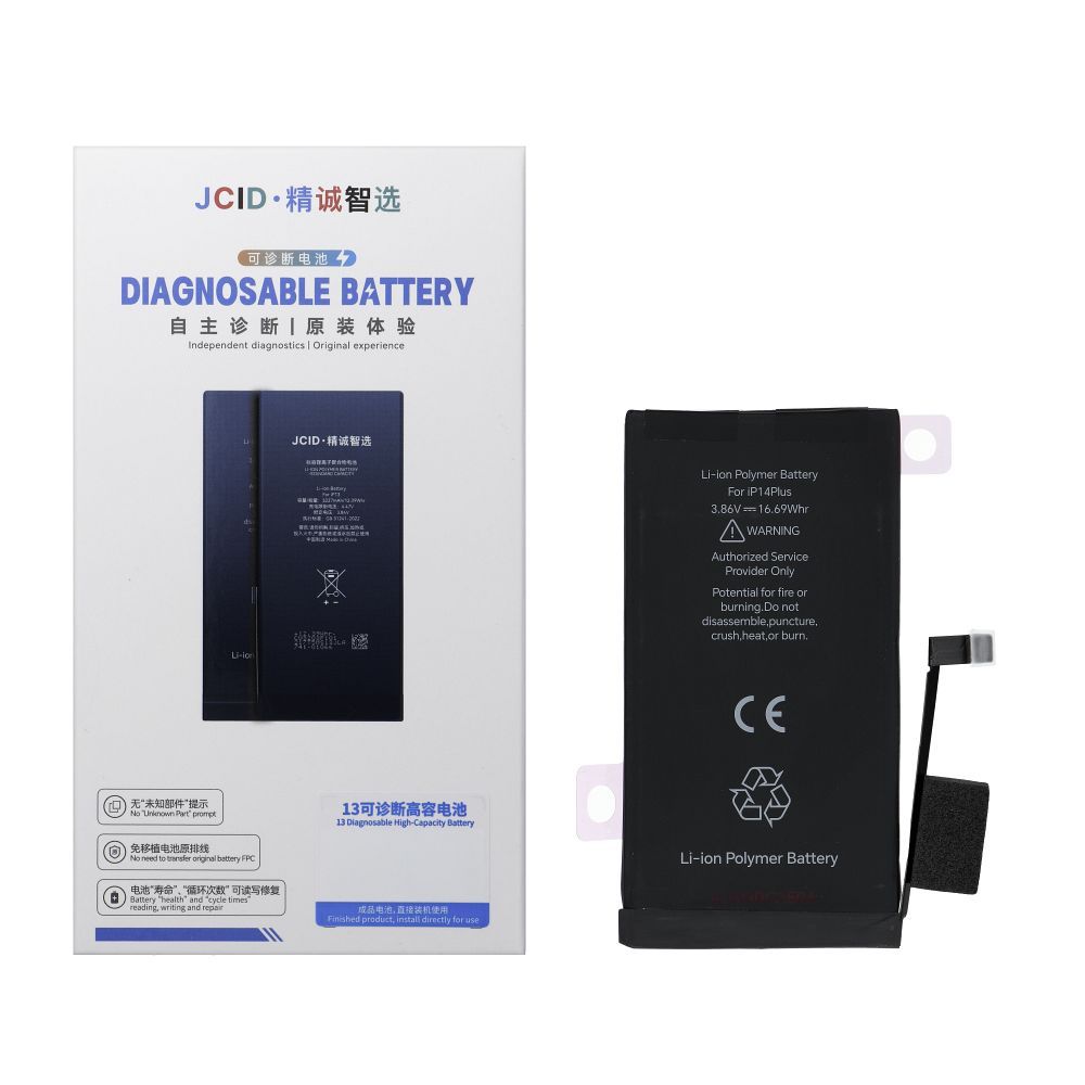 JCID Diagnosable Battery jaoks iPhone 14 Plus 4325 mAh (alusard capacity)