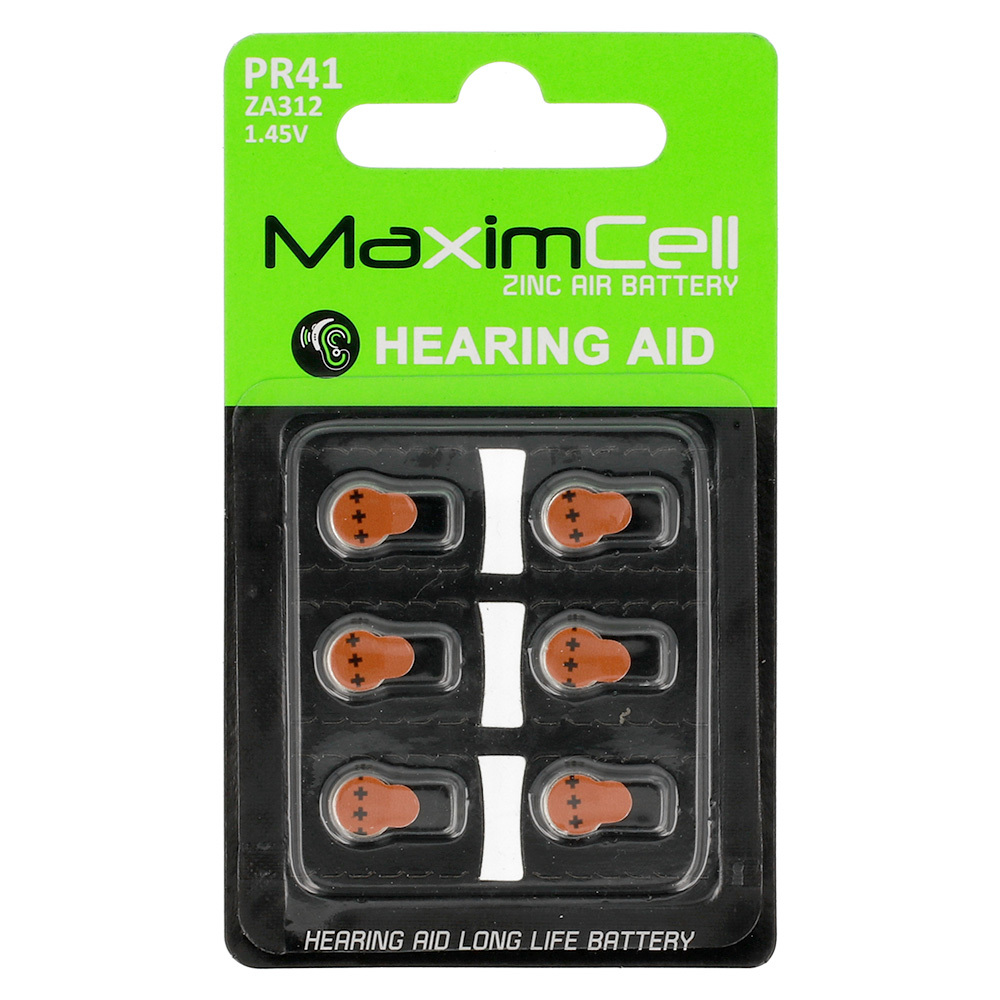 MaximCell batteries jaoks hearing aids PR41 - 6pcs