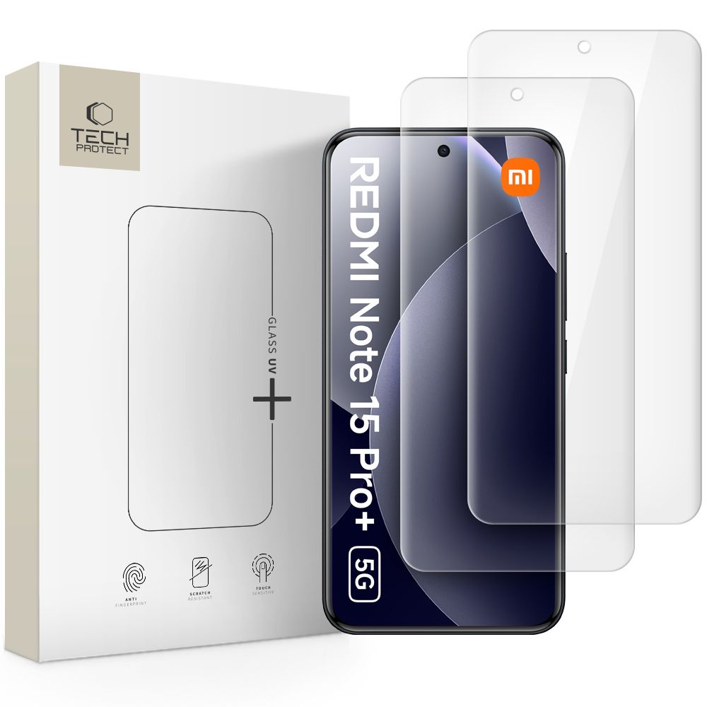 Tech-Protect Glass UV+ 2-pack karastatud klaas Xiaomi Redmi Note 15 Pro+ 5G jaoks
