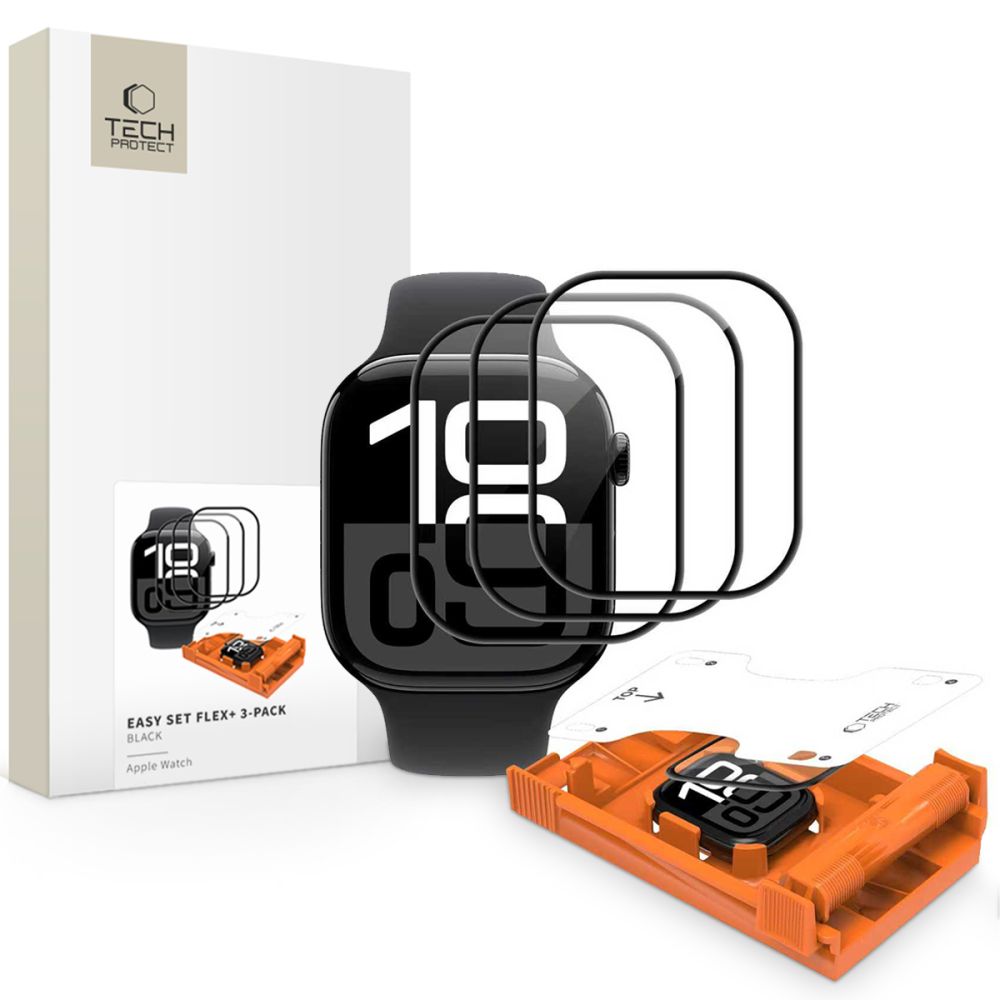 Tech-Protect Easy Set Flex+ 3-komplektiline karastatud klaas Apple Watch 40mm jaoks - must