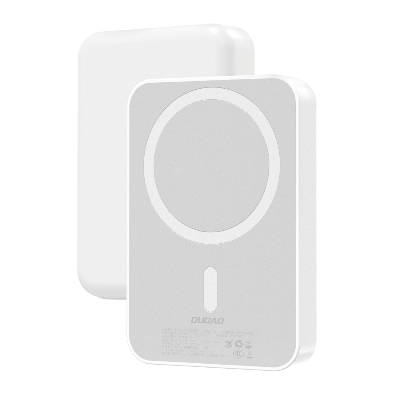 Dudao K26 Akupank 10000mAh 20W USB-A / USB-C / MagSafe - valge