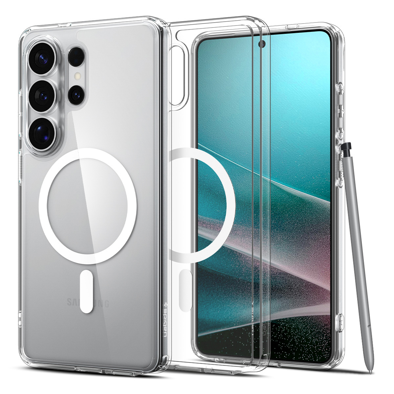 Spigen Ultra Hybrid Mag MagSafe Ümbris for Samsung Galaxy S26 Ultra - Clear and valge
