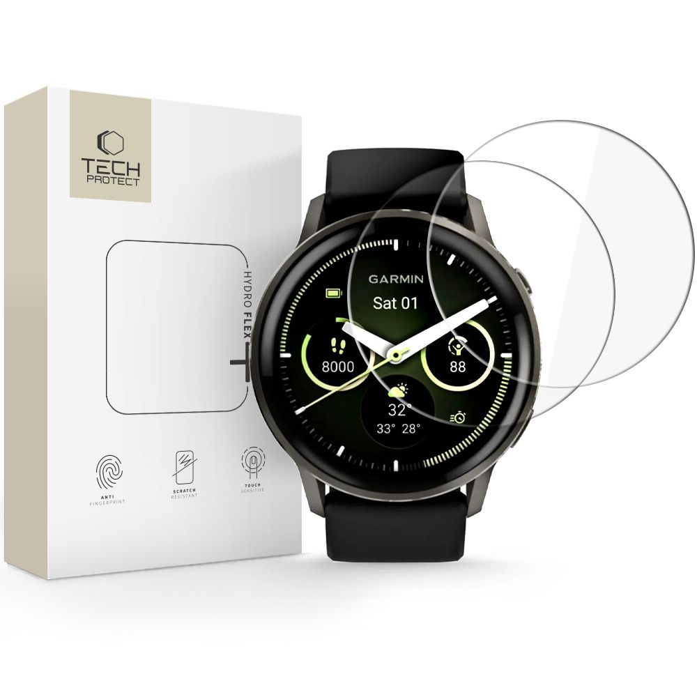 Tech-Protect Hydro flex+ 2-pack hüdrogeel-kile Garmin Venu 45mm jaoks