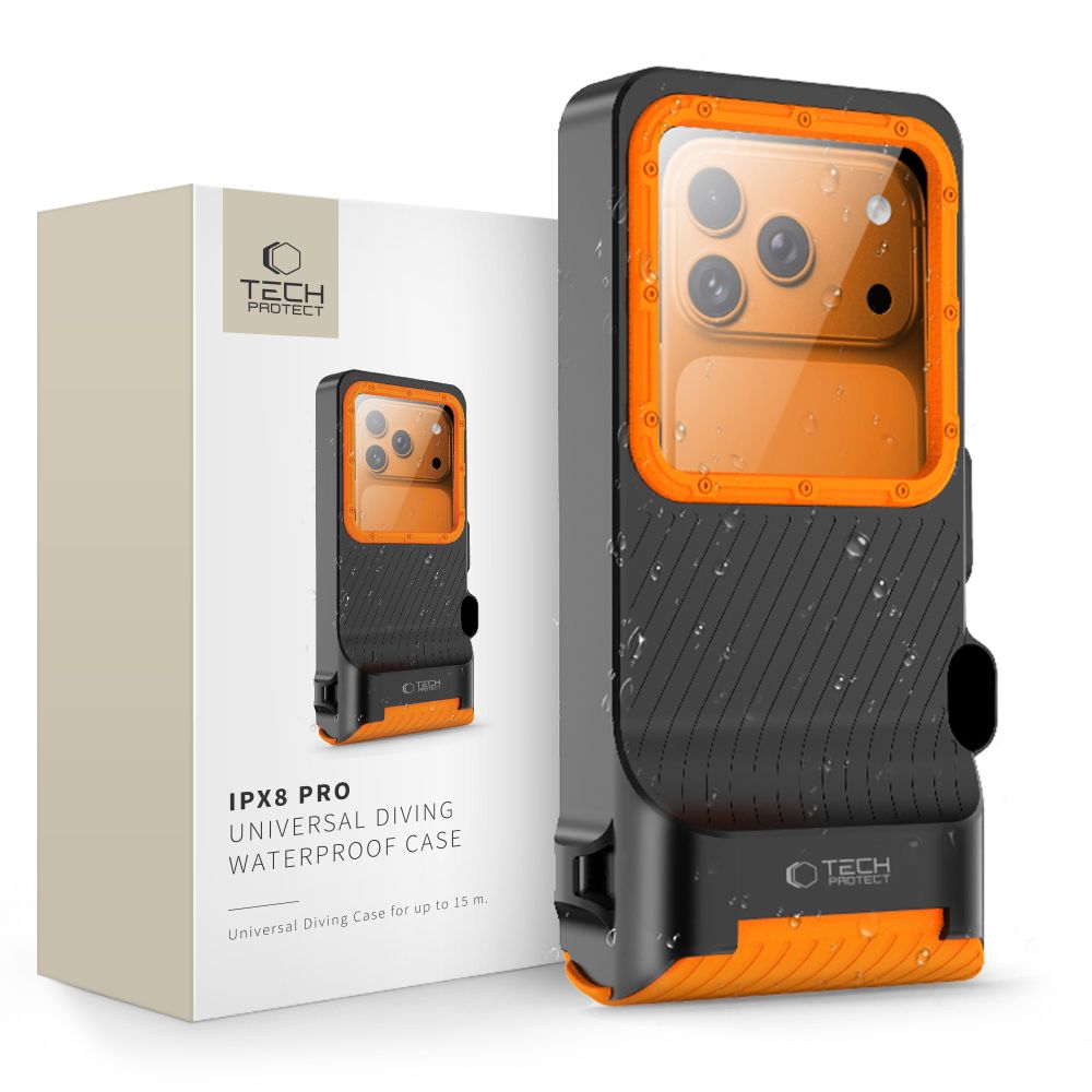 Tech-Protect IPX8 Pro Waterproof Phone Ümbris - oranž and must