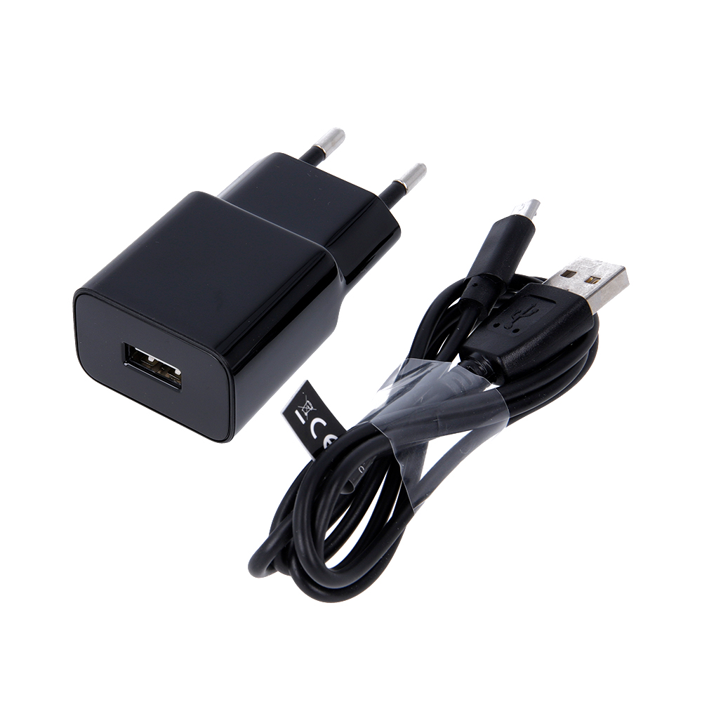 Maxlife MXTC-01 laadija 1x USB 1A must + microUSB kaabel