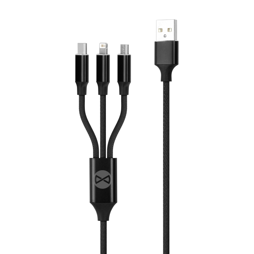 Forever 3in1 kaabel USB - Lightning + USB-C + microUSB 1,2 m 2A must