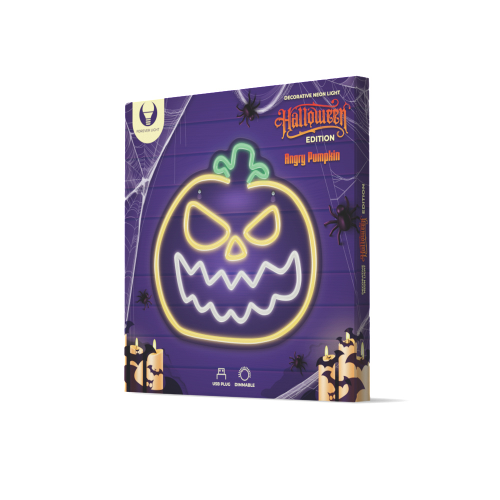 Neon PLEXI LED ANGRY PUMPKIN kollane valge FPNE14 Forever Light
