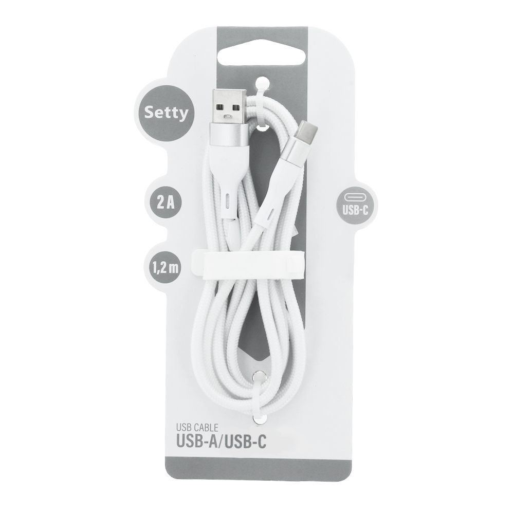 Setty USB - USB-C kaabel 1,2 m 2A KSA-C-1.220 valge