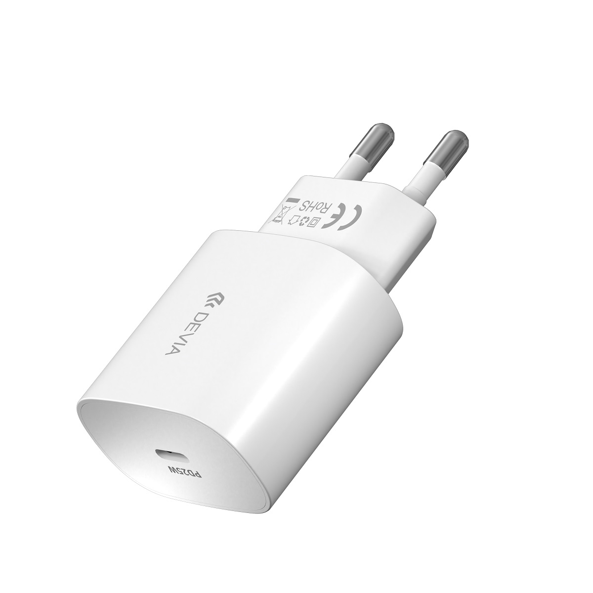 Devia seinalaadija Smart PD 25W 1x USB-C valge + kaabel USB-C - USB-C
